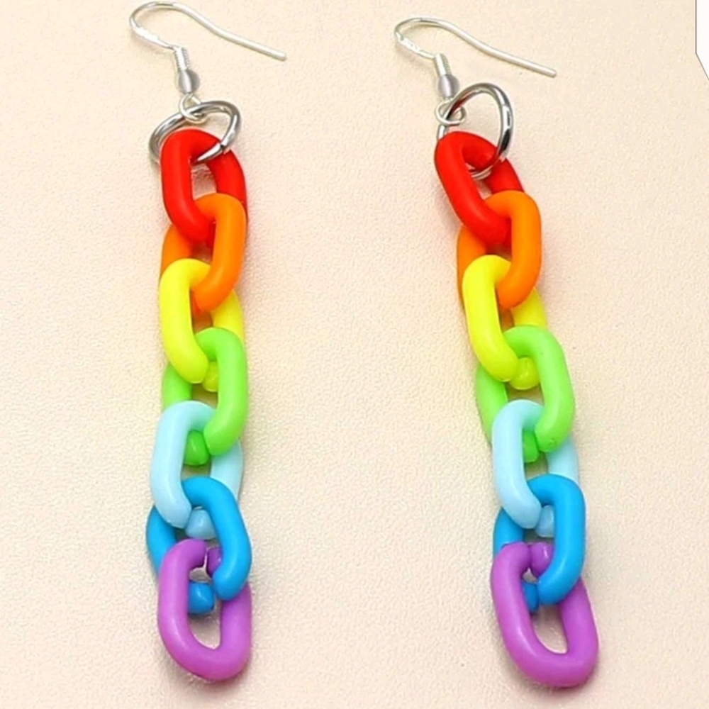 ✨3 FOR $28✨🆕🌈 RAINBOW CHAIN DROP EARRINGS🌈